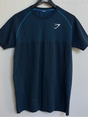 Gymshark Shirt Men Large Blue OG Phantom Seamless Compression David Laid Gym